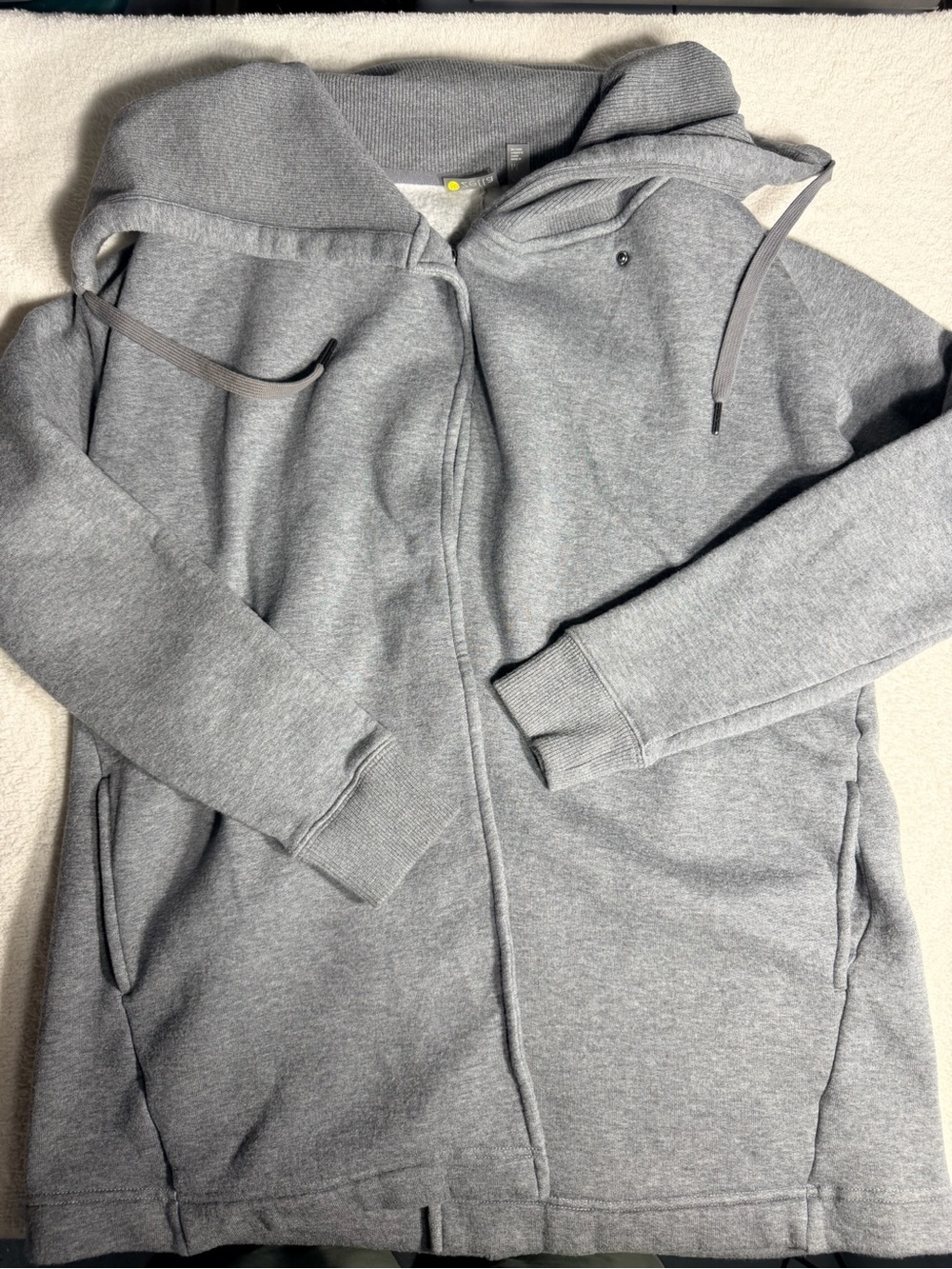 Zella Cozy Sherpa Lined Open Front Poncho Wrap Hoodie Grey | Medium - Picture 2 of 5